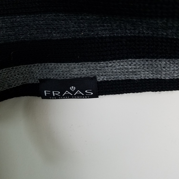 Fraas Wool Black Gray Stripe Knit Scarf - Picture 4 of 7